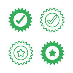 tick icon and star in circle