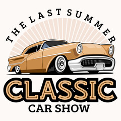 classic car show party logo design icon vector	
