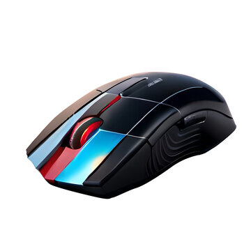 Revolutionary AI-Infused Mouse Art: Vibrant Blue, Black & Red PC Accessory! Top Quality PNG, Seamless Integration. Perfect 