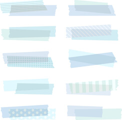 Illustration set of watermark masking tape / frame / tape / fashionable / blue