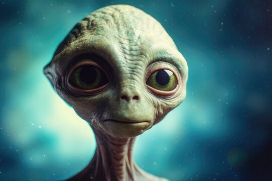 An extraterrestrial creature making eye contact with the viewer