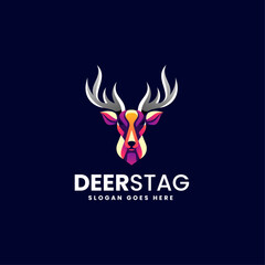 Vector Logo Illustration Deer Stag Gradient Colorful Style