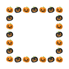 Square Jack O Lantern Halloween Frame Border. Social Media Post Card Template Vector Illustration.