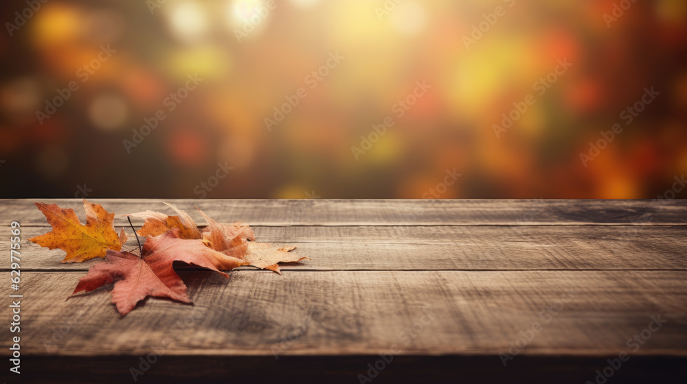 Canvas Prints empty wooden table with autumn background