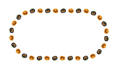 Oval Jack O Lantern Halloween Frame Border with Text Space. Social Media Post Card Template Vector Illustration.