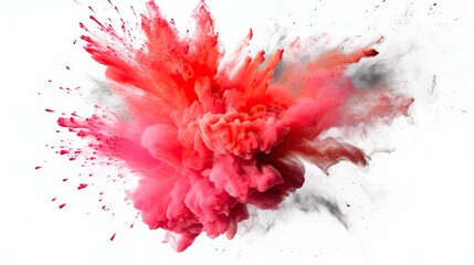 A colorful substance flying through the air in vibrant hues of red and pink