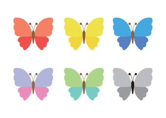 シンプルな蝶のカラフルイラストセット
Colorful illustration set of simple butterflies