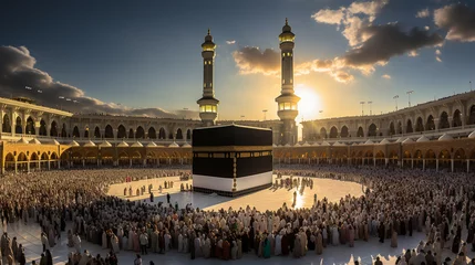 Fotobehang the beautiful view of the city of Mecca and also the place of worship of the Kaaba © avivmuzi