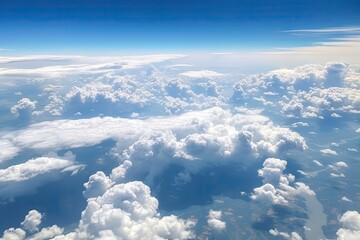 The majestic clouds seen from an airplane window