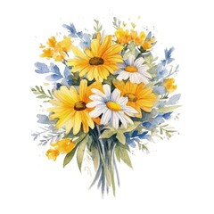 A vibrant bouquet of yellow and white flowers