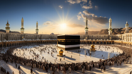 the beautiful view of the city of Mecca and also the place of worship of the Kaaba