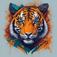 Colorful Tiger Head Vector Illustration