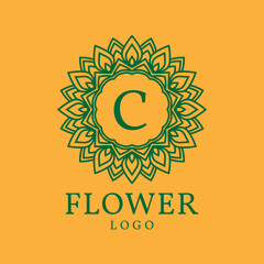 Fototapeta premium flower frame letter C initial vector logo design