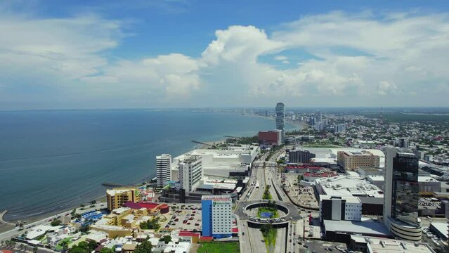 Aerial overview of downtown Boca del Rio, Veracruz