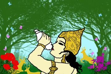 Radha krishna janmashtami background art