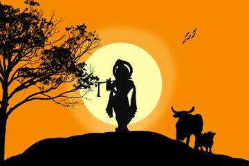 Radha krishna janmashtami background art