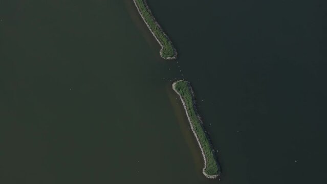Drone view of tulpeiland at Zeewolde shape of a tulp, aerial