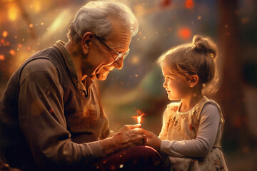 World Grandparents Day. Old age, Caregiving, sweethearts and relatives helplessness, affection and care for the older generation, native people,.favourite person grandpa grandma.
