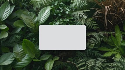Blank white business card mockup nature background Generative AI