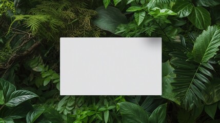 Blank white business card mockup nature background Generative AI