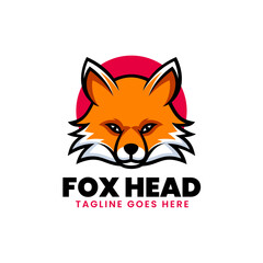 Vector Logo Illustration Fox Head Simple Mascot Style.