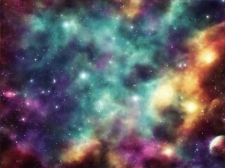 Naklejka premium Cool Galaxy and nebula background with stars Created with Generative AI technology.