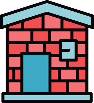 recommend clip art: House brick mortar icon outline vector. Wall building. Build worker color flat