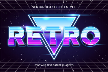 retro wave vaporize synthwave blue style typography editable text effect font style template design