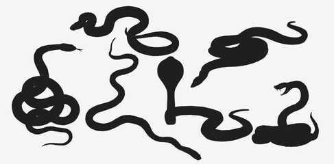 Enchanting Serpent Silhouettes, A Captivating Collection of Snake Vector Art