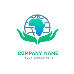 Abstract Care African Map logo template design. African health logo concept.