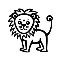 Handdrawn Cute Lion, Vector Doodle Illustration for Kids and Children