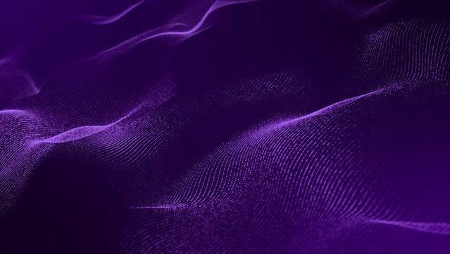 Purple color digital particle wave in cyberspace abstract background ,cyber background or technology background