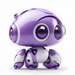 cute purple robot isolated white background Generative AI