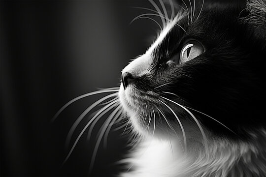 black and white picture cat