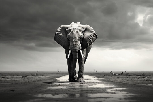 black and white elephant image