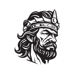 cinereal temporal barbarian, vintage logo line art concept black and white color, hand drawn illustration