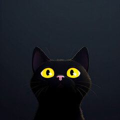 Close-up minimal cartoon cat