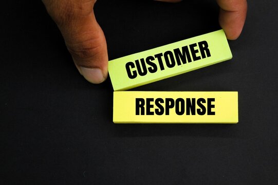 colored paper with the word customer response. the concept of customer response or user response. testimonial concept