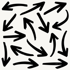 Set of bold hand drawn arrows design for business plan and education