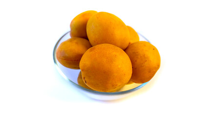photo of apricot on a plate, isolate