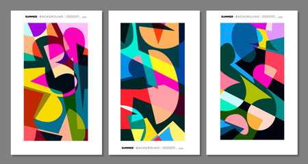 Vector Colorful Abstract Geometric and Liquid Background for Summer Festival