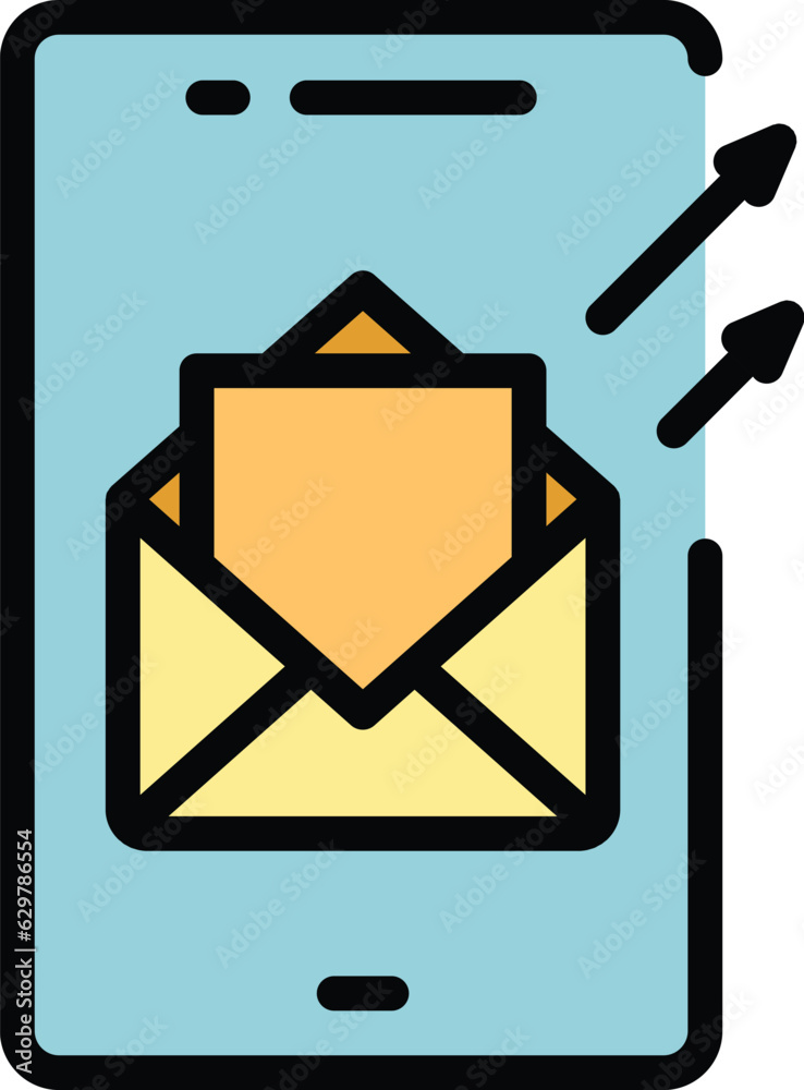 Canvas Prints Phone mail icon outline vector. Marketing social. Platform online color flat - Canvas Prints
