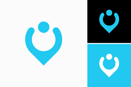 local pin and people logo vector sign