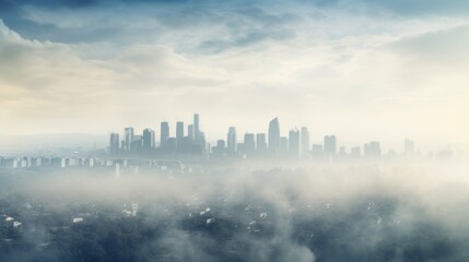 cityscape with a thick layer of smog generative ai