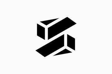 letter s shape of stacking blocks premium logo vector template - obrazy, fototapety, plakaty