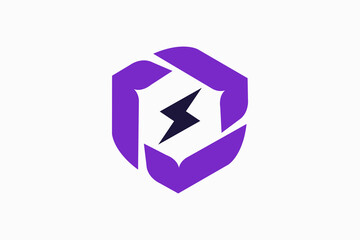 electric hexagon premium logo vector template