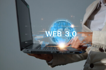 Technology and WEB 3.0  and storage online for computer business network ideas connected to Internet server services for cloud transfer shown in the future Network of Data.