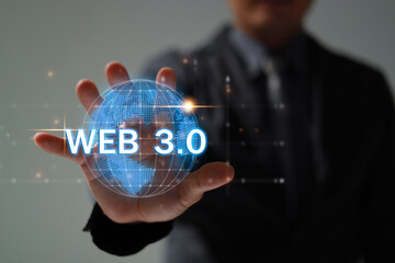 Technology and WEB 3.0  and storage online for computer business network ideas connected to Internet server services for cloud transfer shown in the future Network of Data.