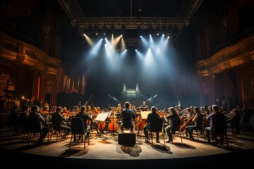Fototapeta Classical Music Orchestra Rehearsal, Generative AI obraz