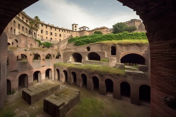 Flavian amphitheater in Pozzuoli town, Naples, Italy, Generative AI - obrazy, fototapety, plakaty